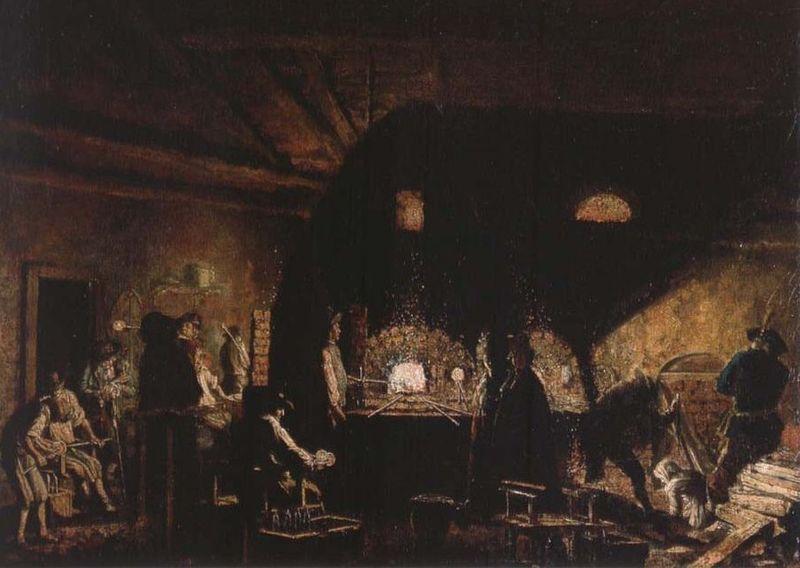 Pehr Hillestrom Interior fran Kungsholms glasbruk i Stockholm oil painting image